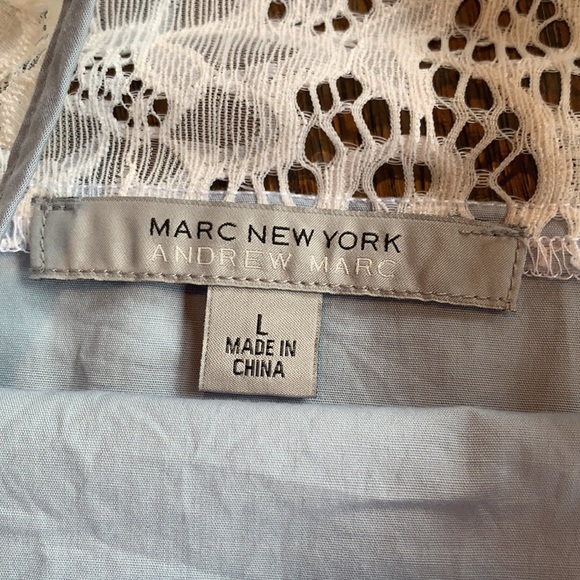 Andrew Marc New York Lace Shoulder Bell Sleeve Top - Picture 9 of 9